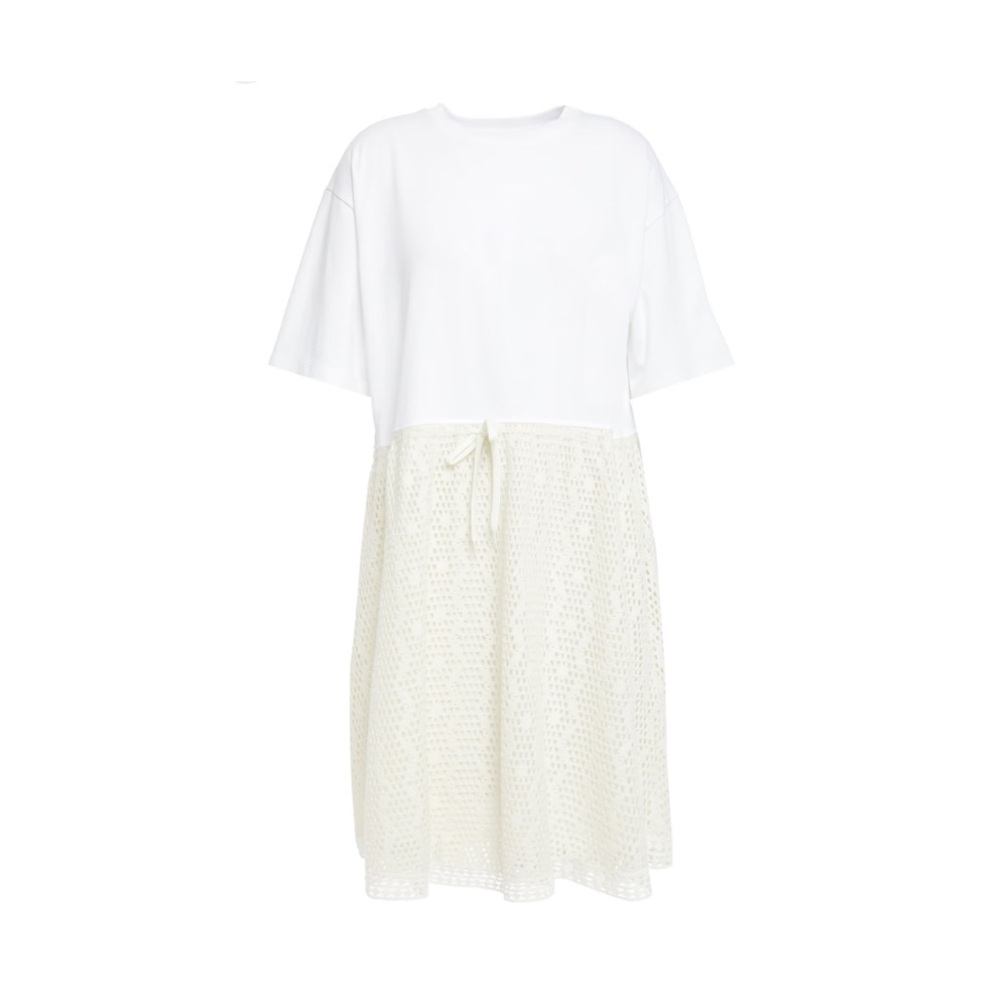 SOLD See by Chloe Lacy Pointelle-Knit Dress White and Cream Shirt Dress Size